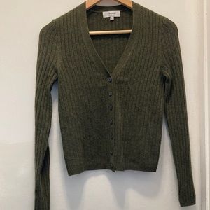 Green Ribbed Slim Madewell Cardigan